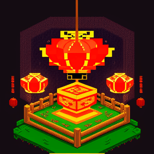 AI generated: 8 bit pixel art of a chinese lantern festival, bloom lighting --ar 16:9  --upbeta --q 2