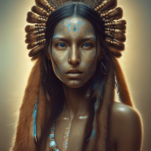 AI generated: hyper realistic photograph, portrait of a south american indigenous woman with BROWN eyes and BROWN ...