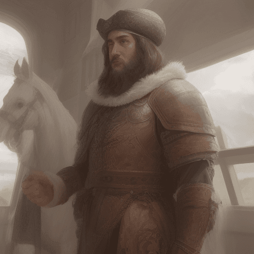 AI generated: "Ferdinand Magellan , looking confident and authoritative, wearing 16th-century European armor.--v 5...