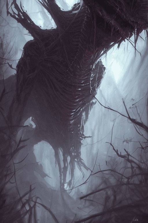 AI generated: scary alien creeping in the shadows, highly detailed, scary atmosphere, horror, cinematic lighting, ...
