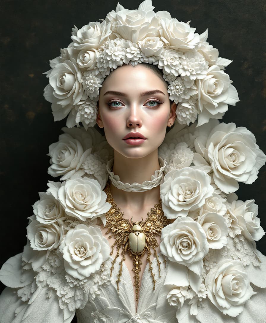 AI generated: Prompt: An ornate portrait in a contemporary, surreal art style, featuring a central and symmetrical...