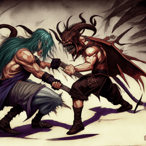 AI generated: demon slayer fighting, hiper realism
