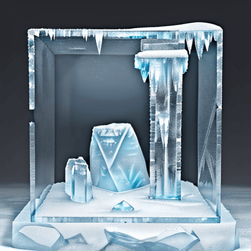 AI generated: I want an ice cave (rocks should not be seen) with a square in the middle. It should be very accurat...