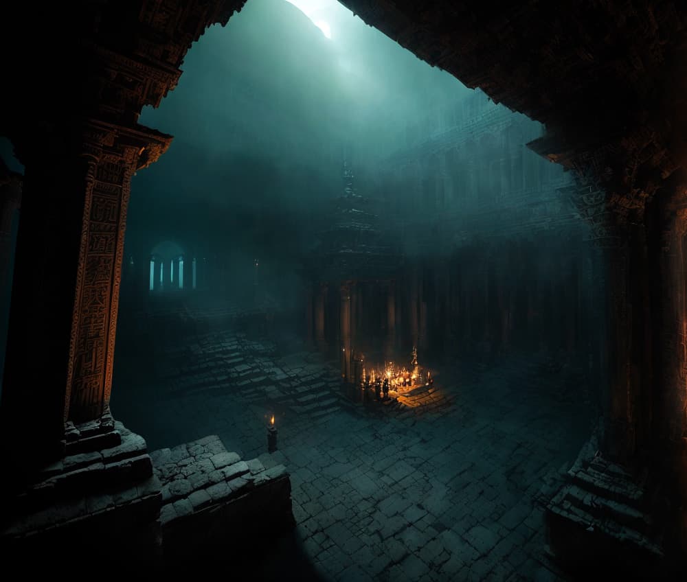 AI generated: (masterpiece), (extremely intricate:1.3), (realistic), hidden temple concealed deep in a densely thi...