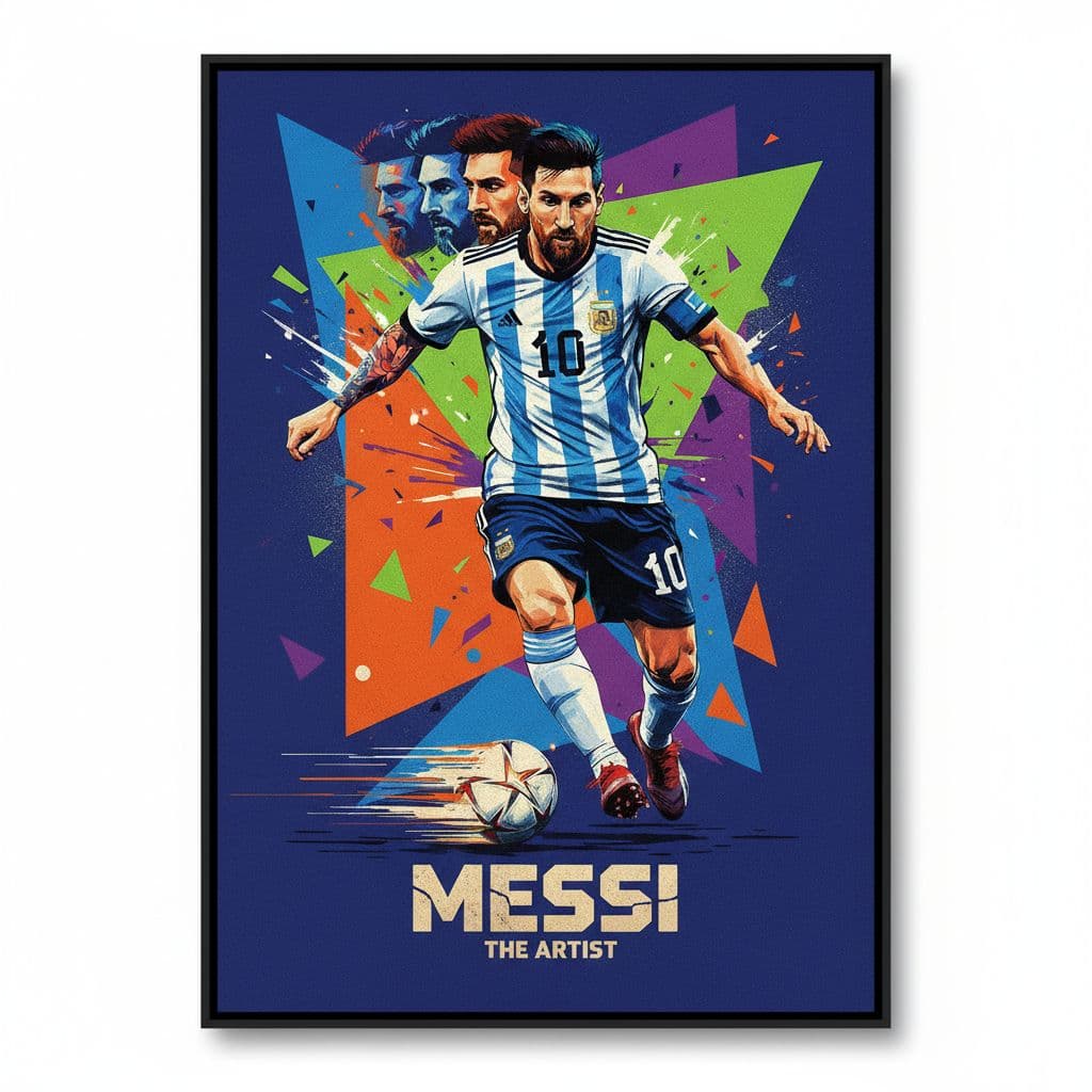 AI generated: Contemporary painting of Lionel Messi, creative, poster style, --ar 88:125 --v 6. 0 --s 500