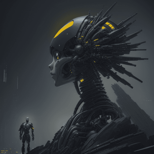 AI generated: 3d rendering, side shot, full-body, strange body with complex system equipment with hyper detail rob...