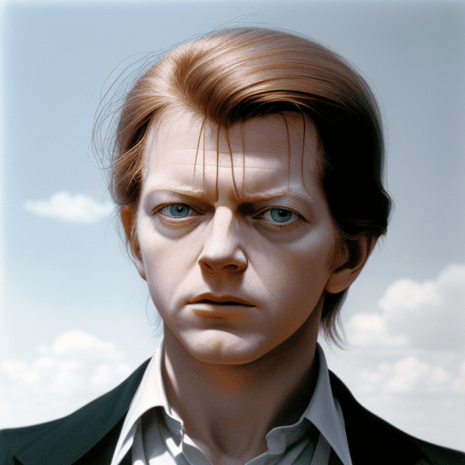 AI generated: Hyper realistic portrait photograph of high-wire-artist Philippe Petit in 1974, natural lighting