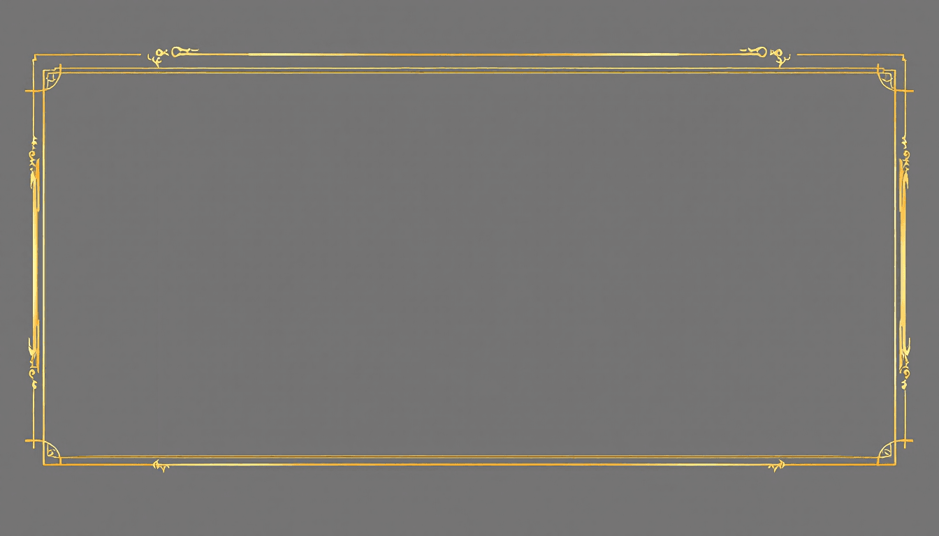 AI generated: A slim, elegant rectangular gold frame with intricate detailing, designed in an epic fantasy style. ...
