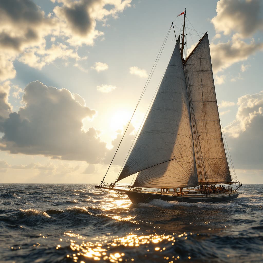 AI generated: Photo of a ultra realistic racing  yacht from 2045, dramatic light, pale sunrise, cinematic lighting...
