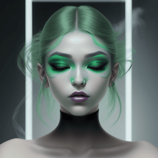 AI generated: a close up of a woman with a green eye shadow on her face, official dior editorial, trending on pint...