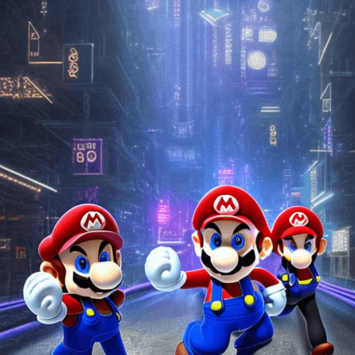 AI generated: Mario cyberpunk futuristic hyper realistic dark dystopian 8k 