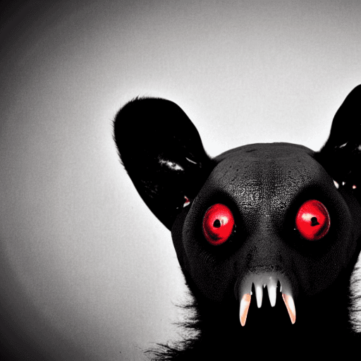 AI generated: Horror black creature,scary animal,sore face,