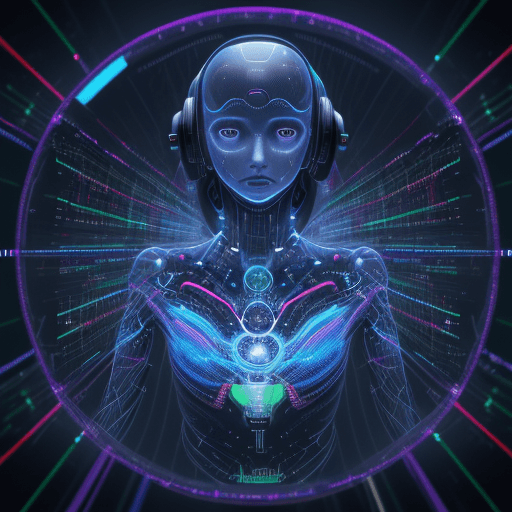 AI generated: digital art, hologram, bigdata,  high technology, sound wave background, digital world, neural netwo...