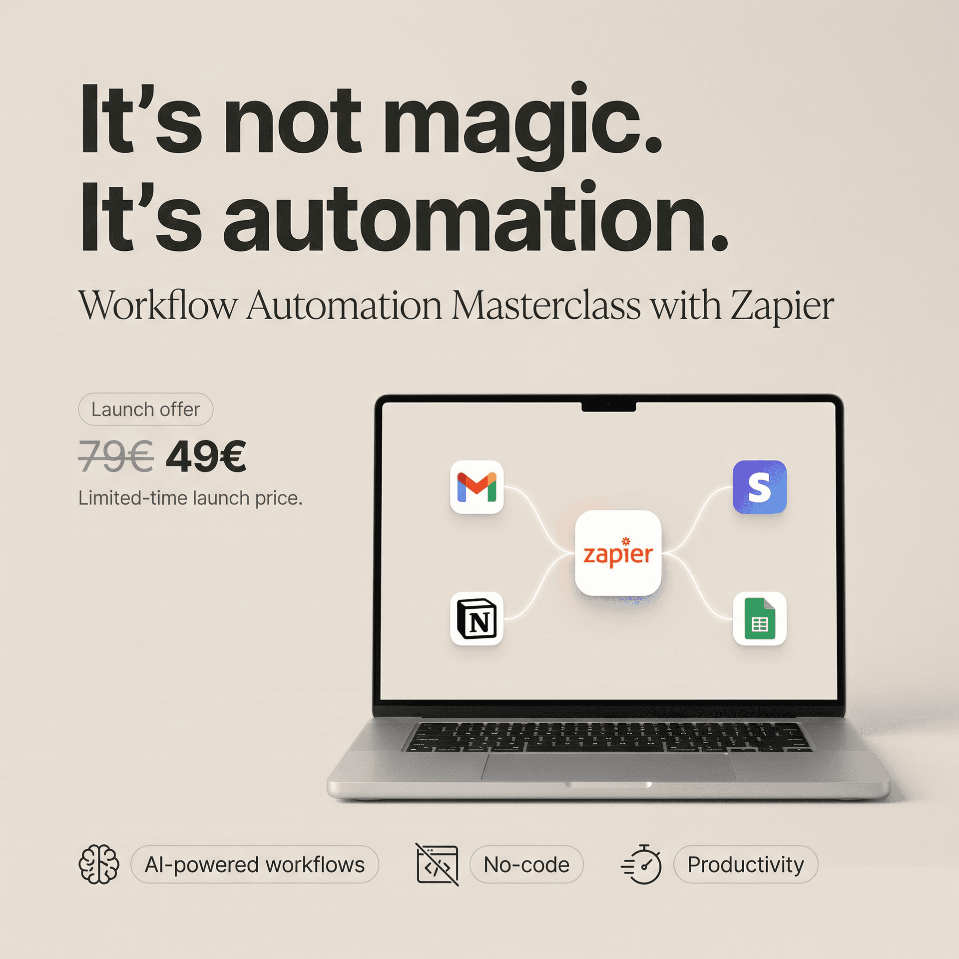 AI generated: Minimalist high-end advertising poster with a clean, premium lifestyle-tech aesthetic.
Soft warm bei...