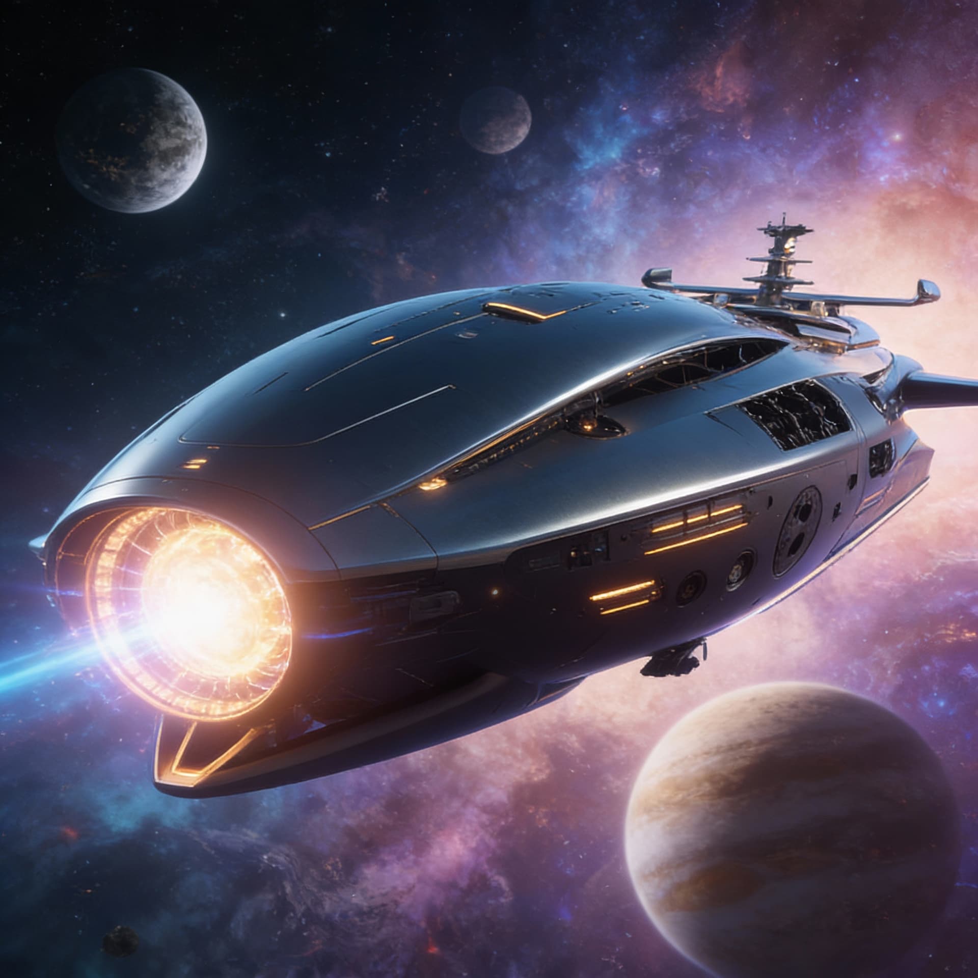 AI generated: Use Reference Images to imagine, in detail, an alien spaceship. Cambind and alter specs to create a ...