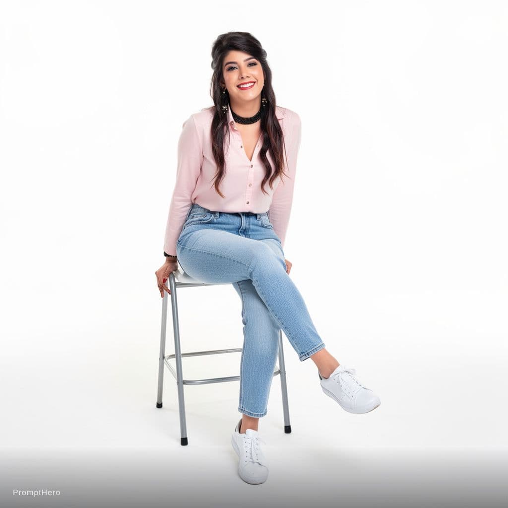 AI generated: A highly detailed, photorealistic, cinematic high-angle full-body studio shot of a cute and stylish ...