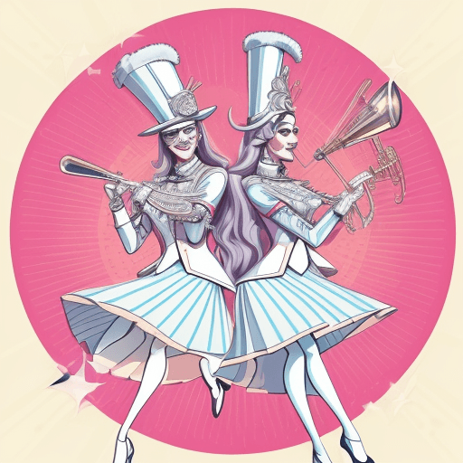 AI generated: The Marching Aristocrats of Bands, logo vectorial, fun and youthful style,Destination: Greatness!, l...