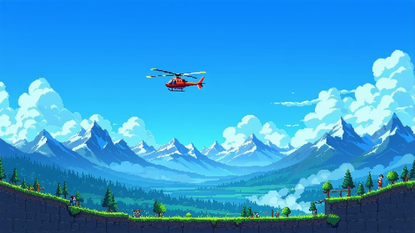 AI generated: immagine che deve fare da sfondo per un videogioco a scorrimento orizzontale 2D, cerca di usare una ...