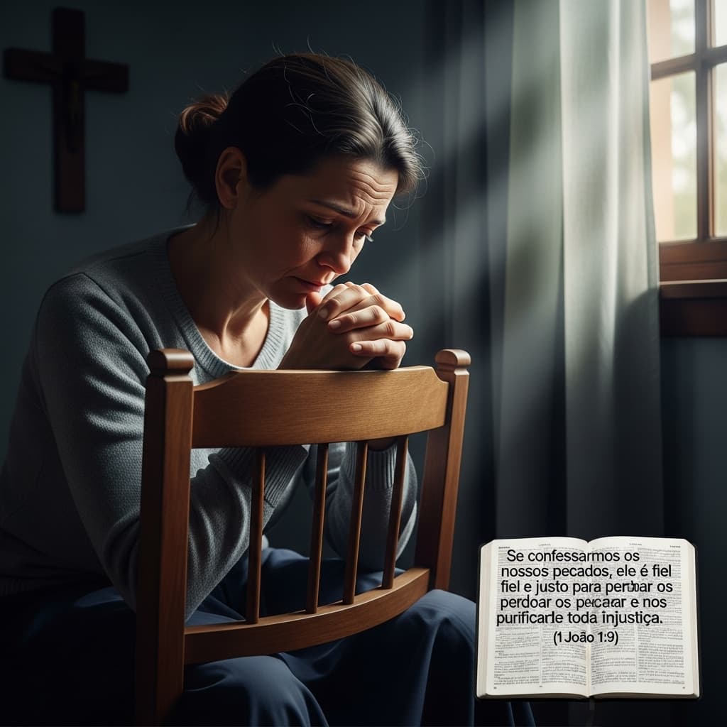 AI generated: "Create a realistic image of a woman in her mid-30s, sitting in a wooden chair, in a simple room ill...