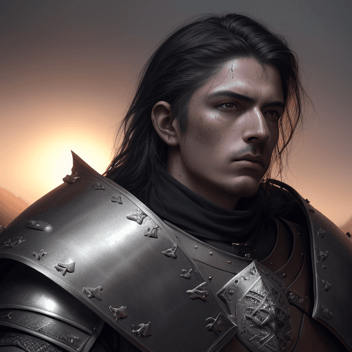 AI generated: Ultra high resolution photography of a medieval, male, male dark soldier, dark armour, warrior drama...