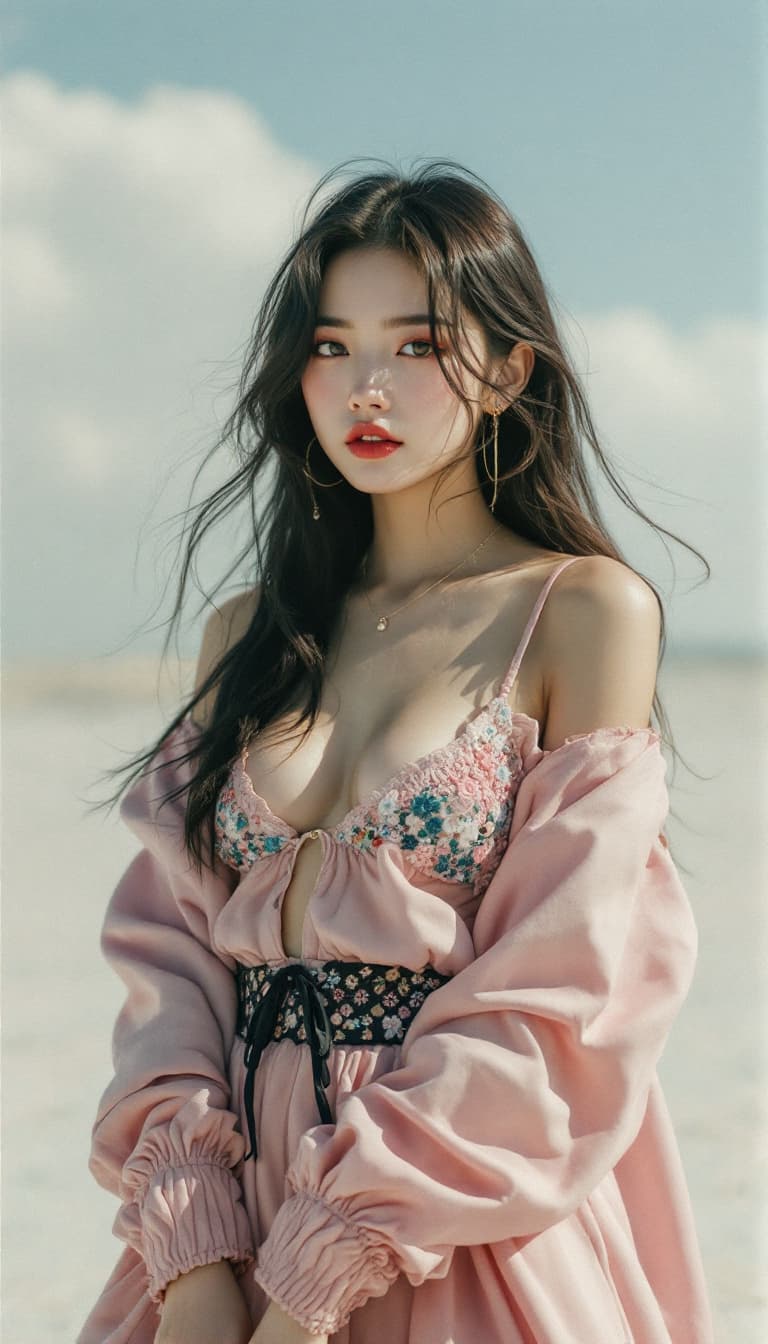 AI generated: female model, Asian, big breats, Polaroid proof for a fashion shoot, hyper-realistic, lifelike --ar ...