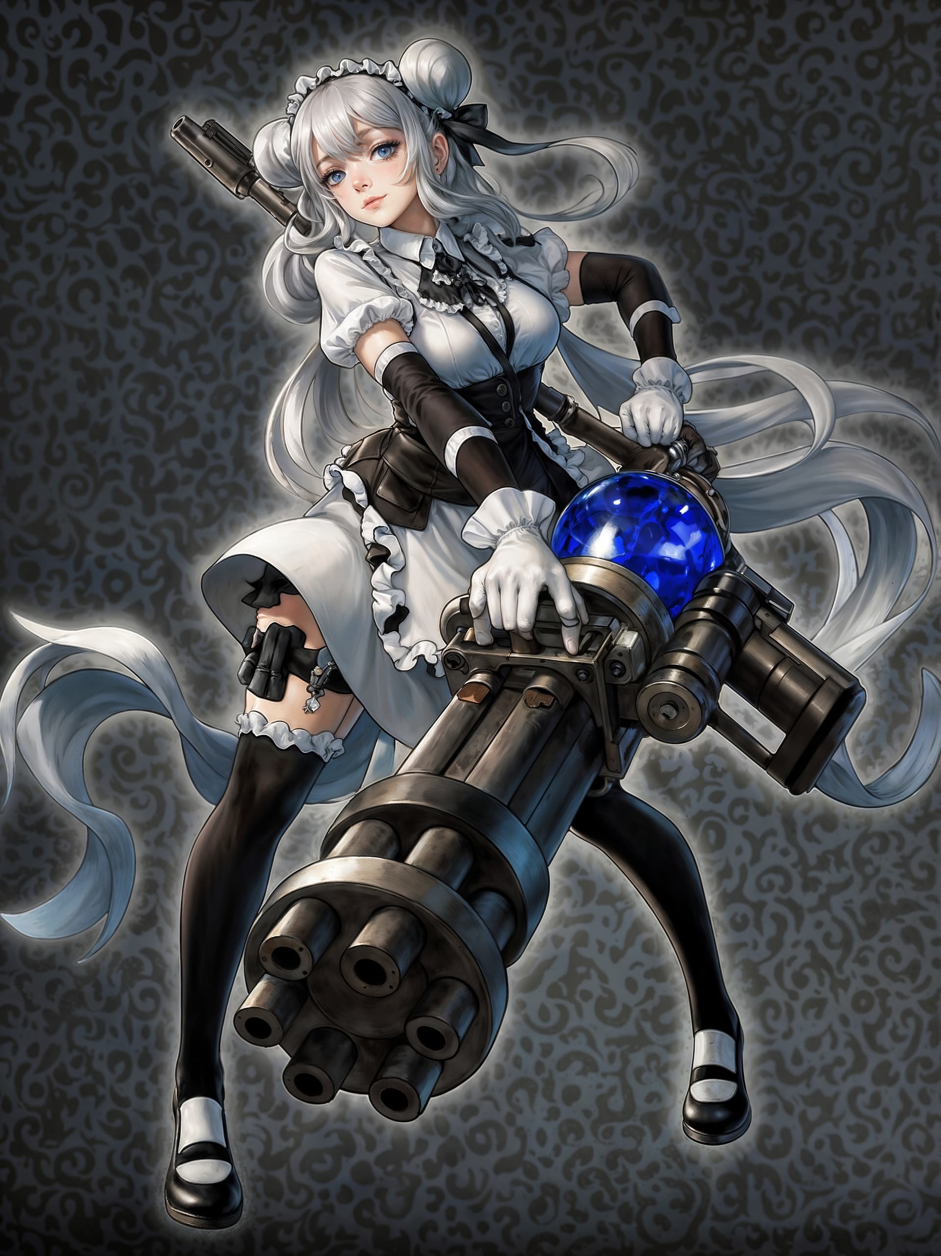 AI generated: A full body photo shot of a beautiful and breathtaking image of a ((maid)) (woman) wearing white and...
