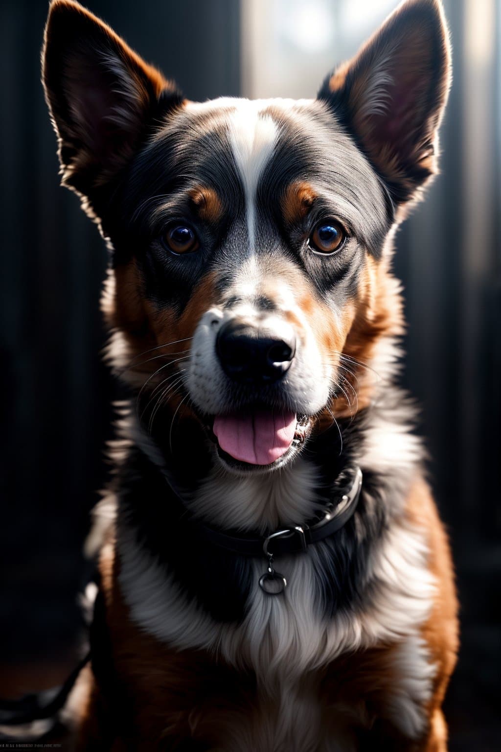 AI generated: playful heeler, dog, perfect face, perfect eyes, highly detailed, comprehensive cinematic, digital p...