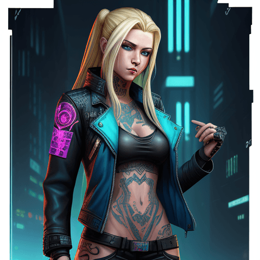 AI generated: illustration in the  the game shadowrun art style: Cyberpunk female, with only the left side of her ...