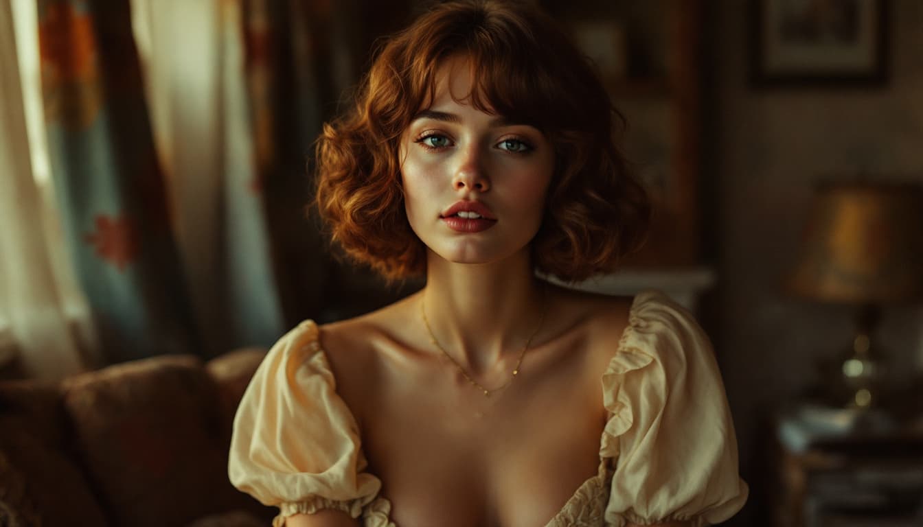 AI generated: An 18 year old girl, last year high school, vintage night suite