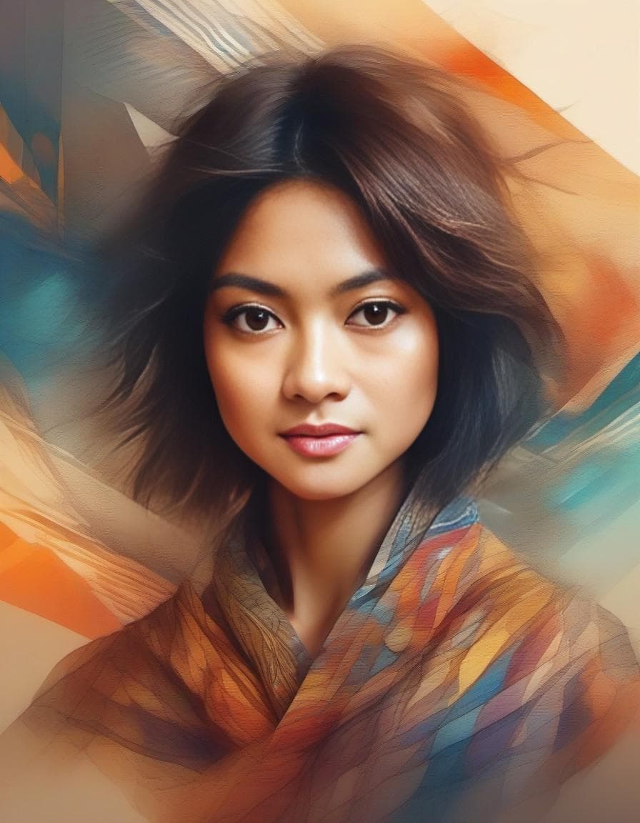 AI generated: A beautiful girl, digital watercolor Illustration, summers cape sunrise, complex contrast, highly de...
