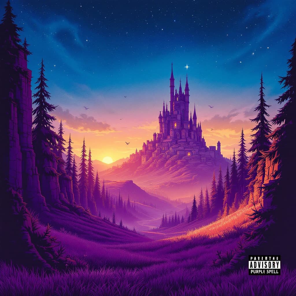 AI generated: Purple Spell album cover music disc