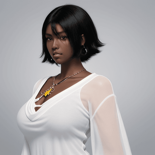 AI generated: Large man, dark skin, short black hair, loose white blouse, loose white pants, bracelet on hands,"AI...