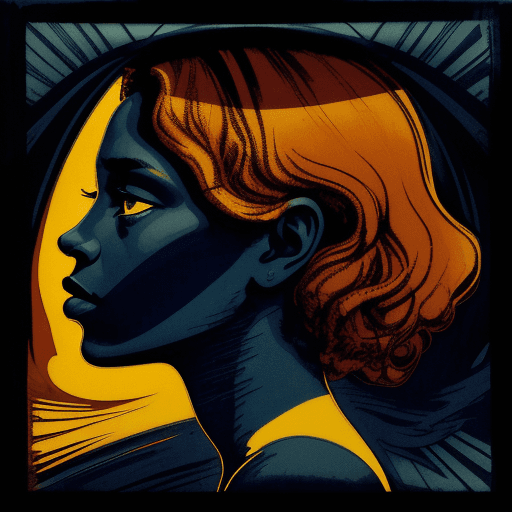 AI generated: woman's profile, in the style of iconic civil rights imagery, light indigo and dark amber, colorfull...