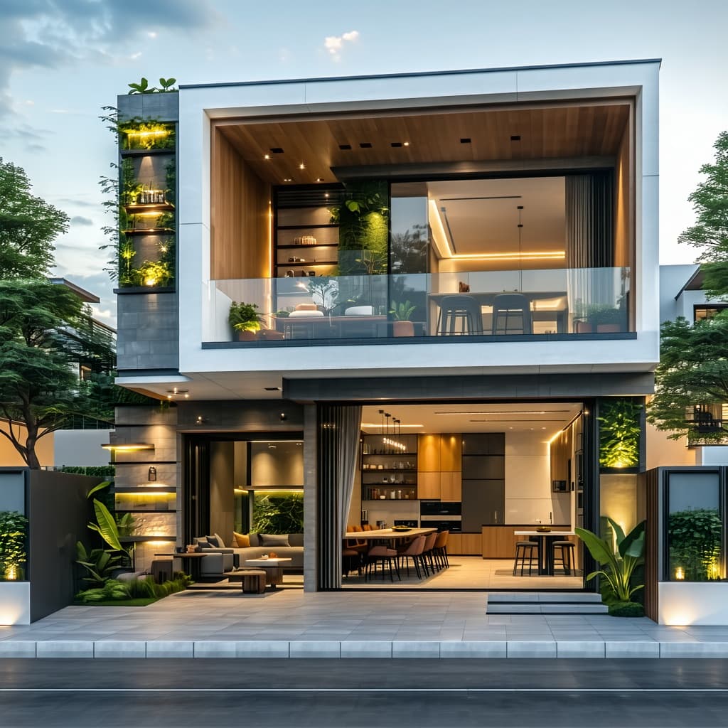 AI generated: casa ortogonal 80m2 sólo dos pisos, la mejor arquitectura del mundo en las condes santiago chile, di...