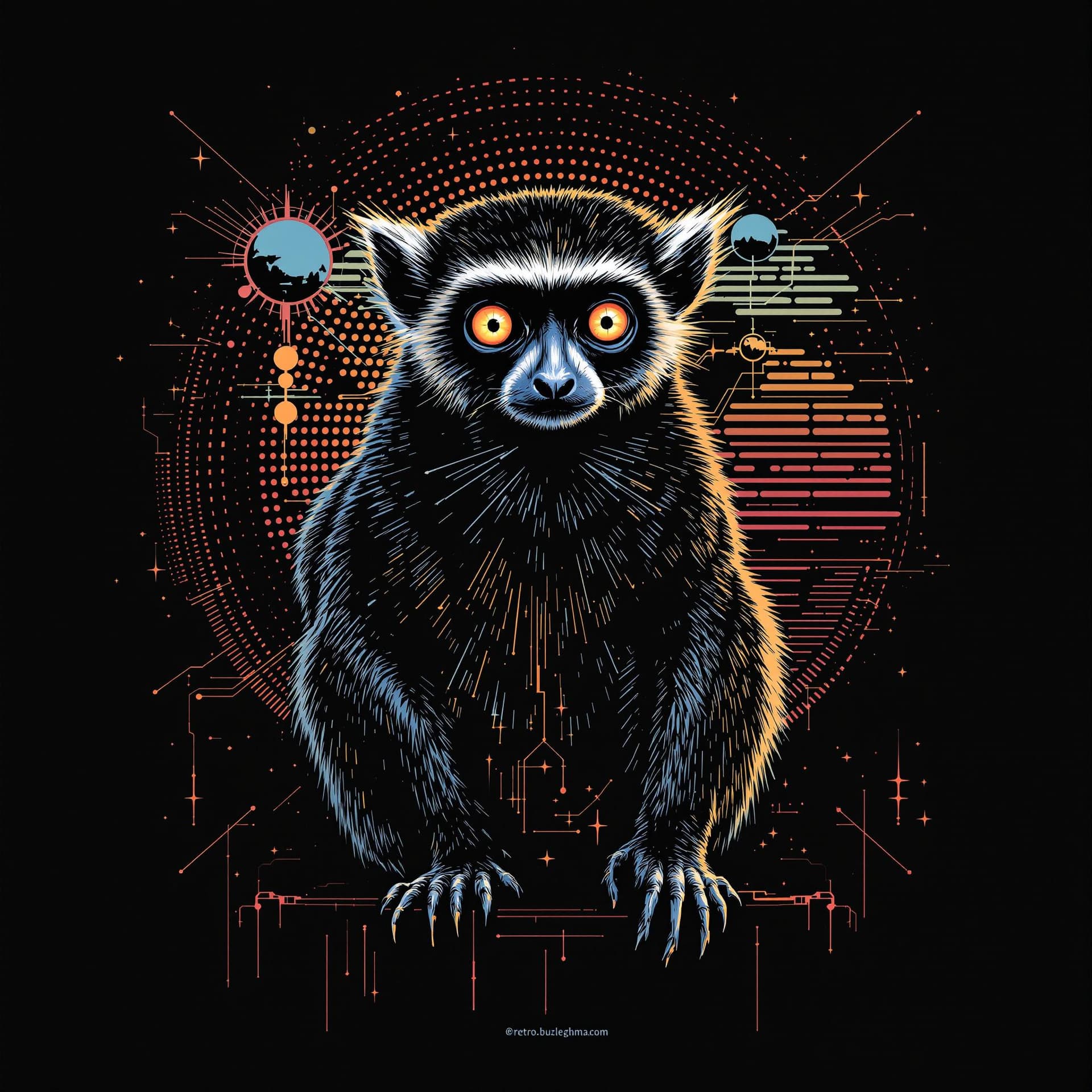AI generated: Retro Techno Lemur