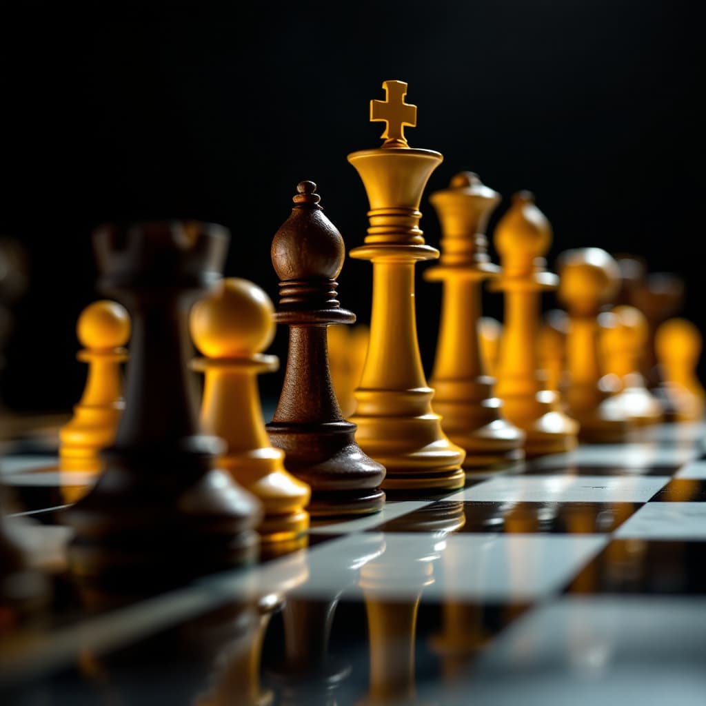 AI generated: hyper-realistic photograph of chess pieces, close up, best design, spectacular craftsmanship, photor...