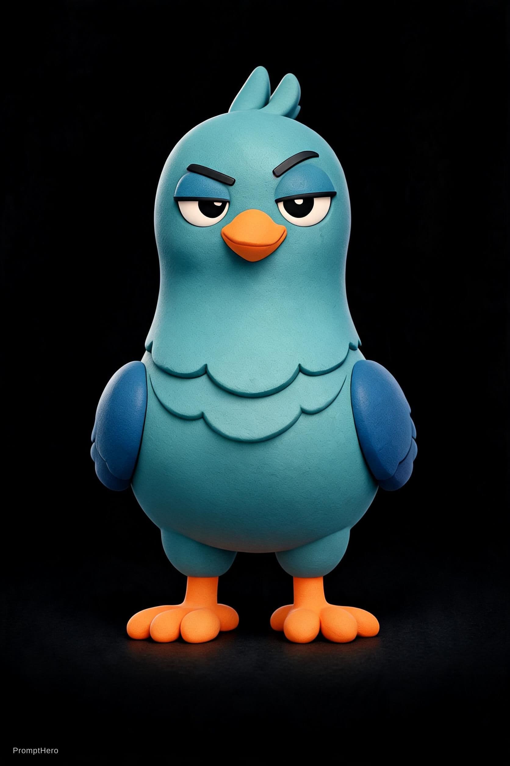 AI generated: Stylized premium 3D pigeon character, perfectly centered and strictly front-facing toward the camera...