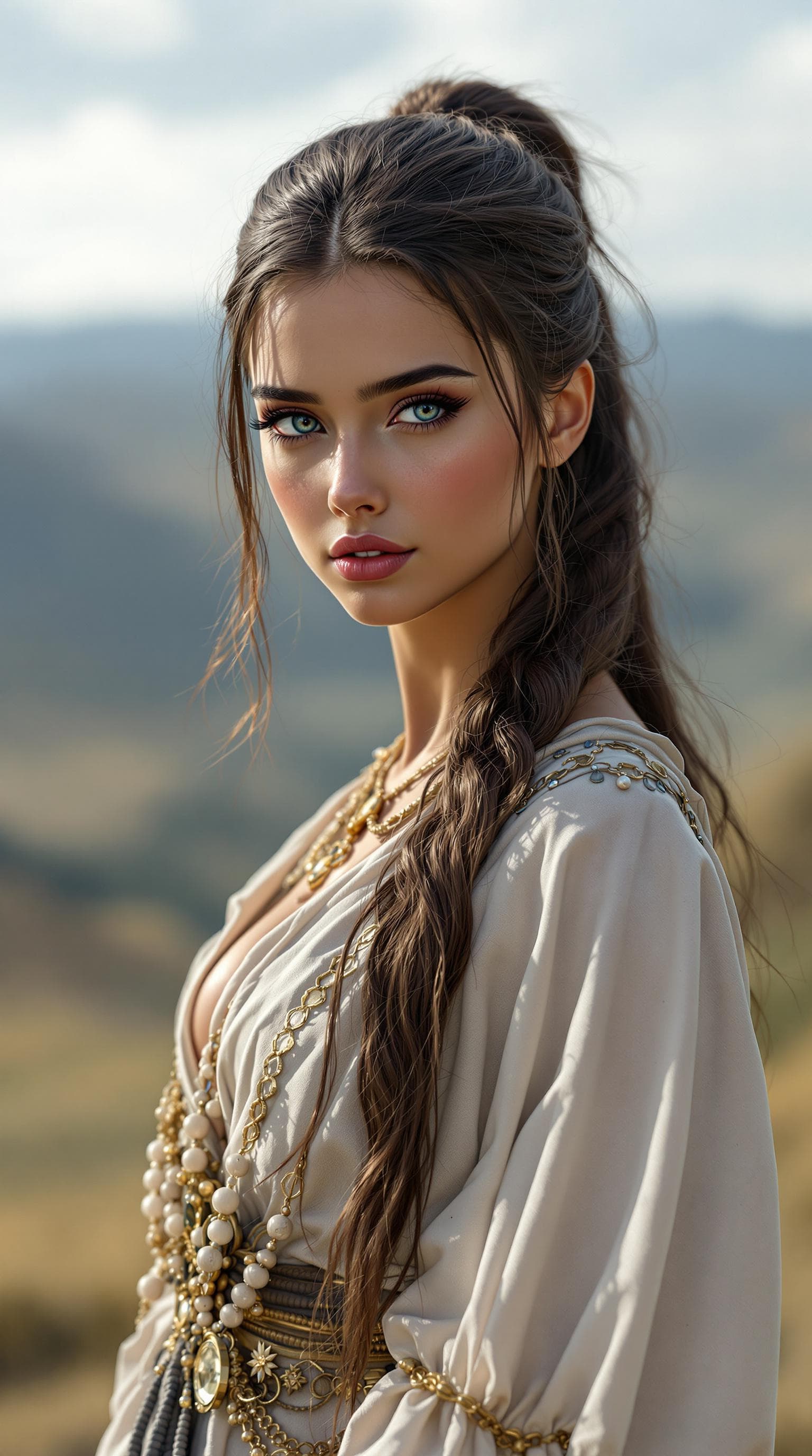 AI generated: a professional photo of a exceptionally beautiful girl in the world,  Egyptian, highly detailed, fut...