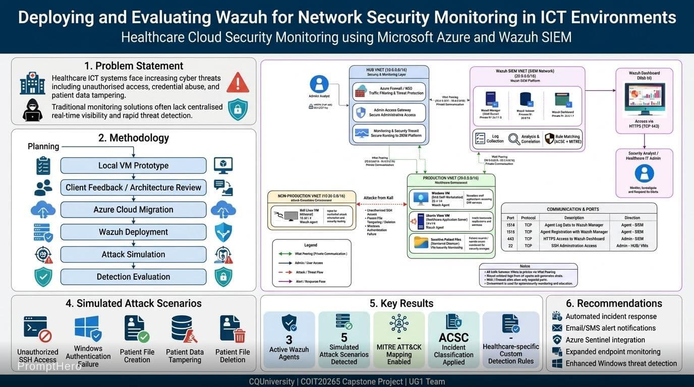 AI generated: Create a professional A3 landscape academic cybersecurity poster using the uploaded architecture dia...