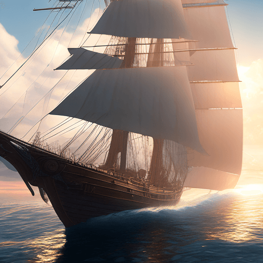 AI generated: Photo of a ultra realistic sailing ship, dramatic light, pale sunrise, cinematic lighting, battered,...