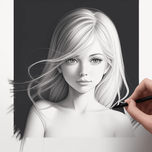 AI generated: Create an unexpected painting of a beautiful sketch in a black-and-white linear style, that should b...