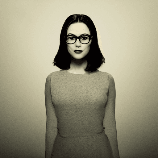AI generated: Hollywood Monochromatic portrait of a beautiful elegant stylish woman wearing glasses, symmetrical f...