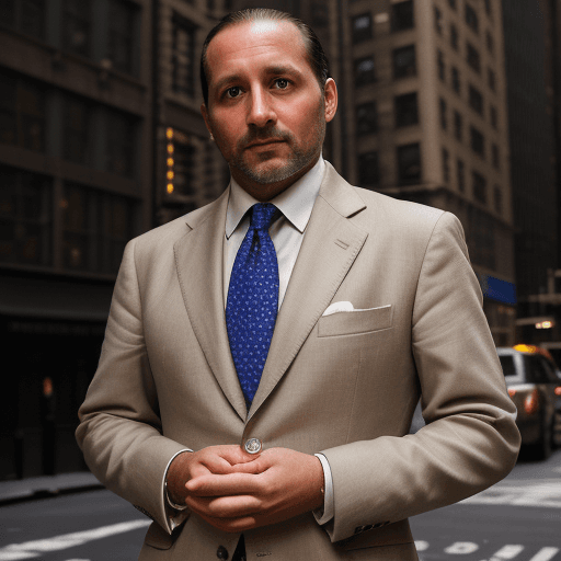 AI generated: 40 year old male, confident, classy, looking a little bit down into camera, aristocratic, banker, we...