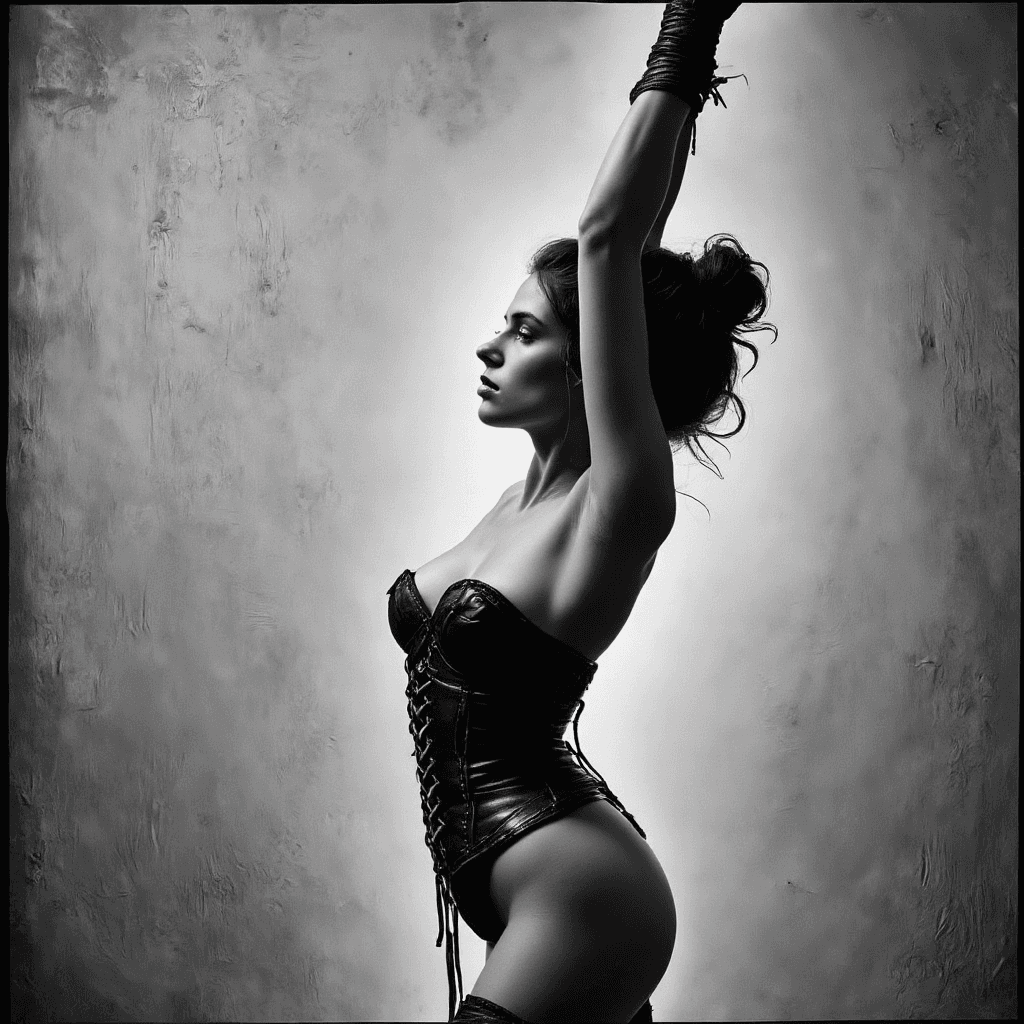 AI generated: (Fine Art Nude:1.5, Chiaroscuro Lighting:1.4, High Contrast:1.3, Moody Atmosphere:1.3, Cinematic Dep...