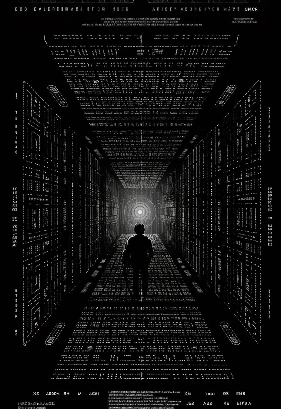 AI generated: ASCII art styled 2001: A Space Odyssey film poster --q 2 --v 5 --ar 3:4 