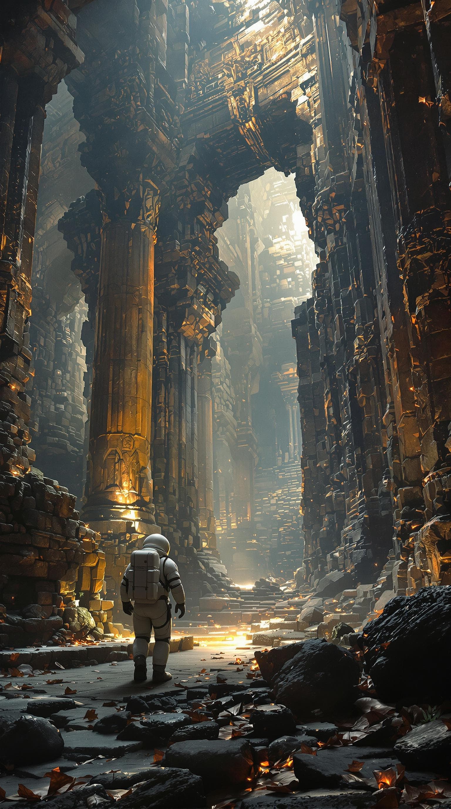 AI generated: An astronaut exploring ancient ruins, epic, cinematic, intricate, meticulously detailed, dramatic at...