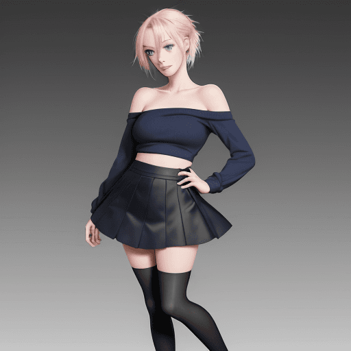 AI generated: Anime splash art of a woman in her early twenties, (pastel pink hair, blue eyes), dressed in a navy ...