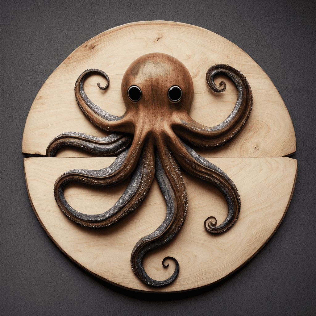 AI generated: photo of (octopus:0.85) made of wood
