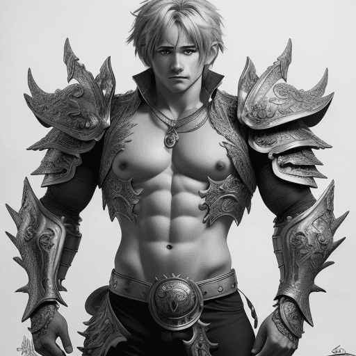 AI generated: Portrait profesional, Meliodas from Los 7 Pecados Capitales, a male character with a confident demea...