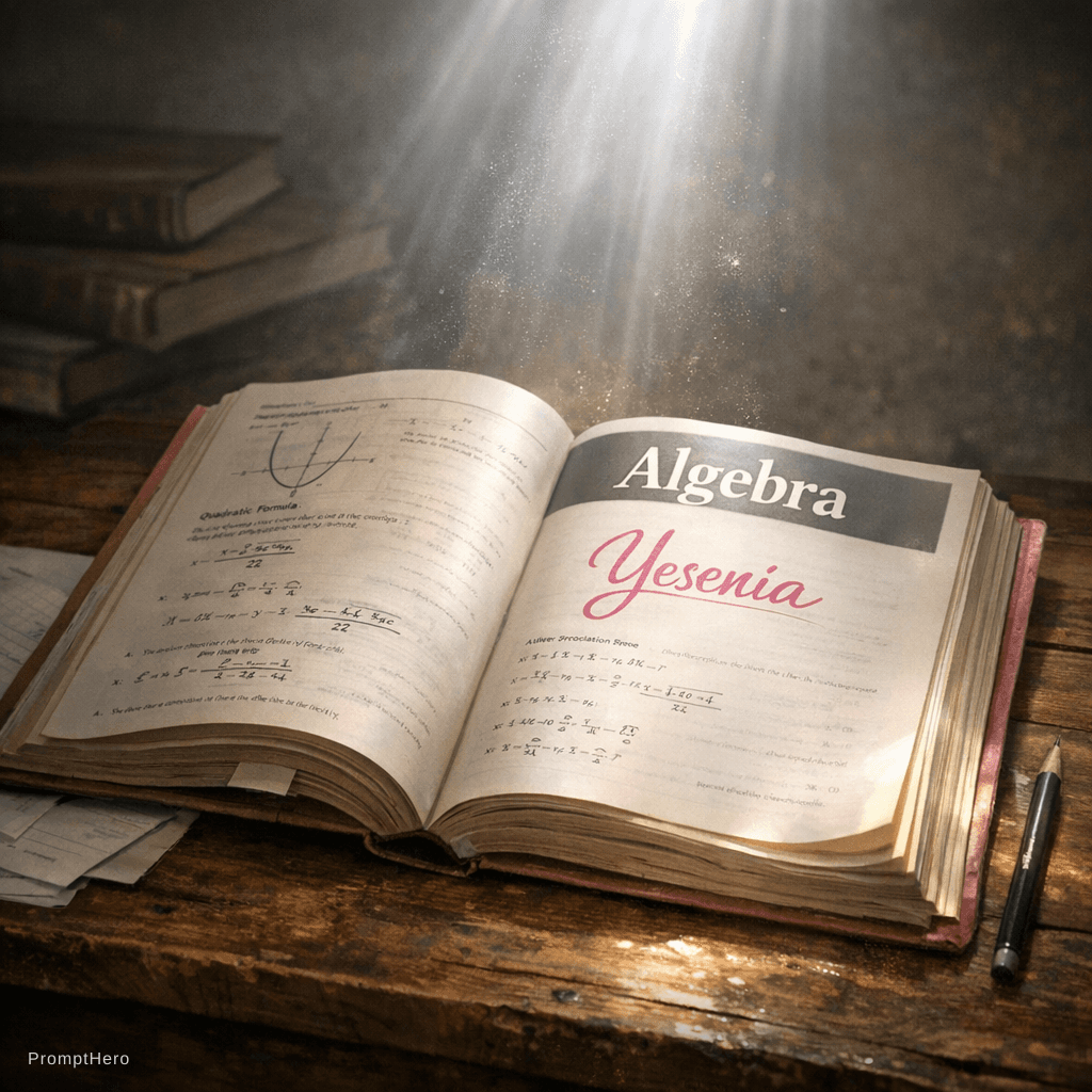 AI generated: draw There's only one book open, and it's an algebraic book. Light shines in from the sky, and the n...